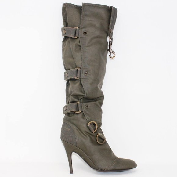STELLA McCARTNEY #39105 Green Waterproof Fabric Long Boots (US 7 EU 37) - Picture 5 of 9
